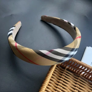 5cm Sponge Hair Band B Brand Plaid Women Headband Trendy Girls Hair Accessories - Picture 1 of 4