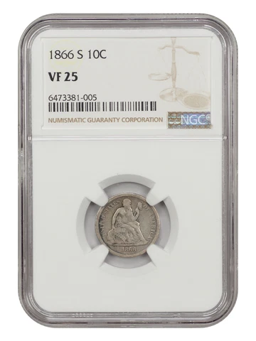 1866-S 10c NGC VF25 Cover