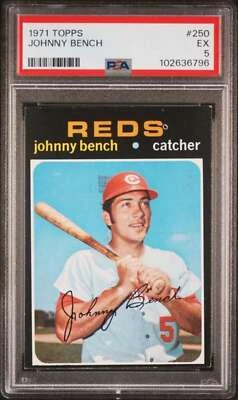 Johnny Bench Topps #250 1971 PSA 5 Cincinnati Reds (6796) Foto 1 de 2