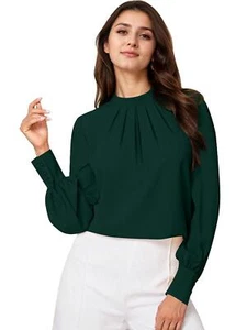 Women's Casual Long Sleeve Mock Neck Blouse Top NEW - Picture 1 of 14