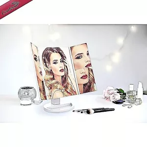 Vanity Beauty Mirror Portable Makeup LED Lights Magnifying w/ Touch Screen - Picture 1 of 7