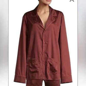 NWT LES GIRLS LES BOYS Dark Red Long Sleeve Pajama Set Button Down Top and Pants - Picture 1 of 8