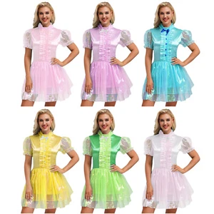 Mujeres Vestido de Mucama Brillante Hinchado Vestido con Volantes Vestido CosPlay Disfraz - Imagen 1 de 59