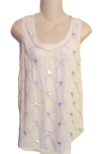 JUICY COUTURE SEQUINED EMBELLISHED FRONT Sleeveless BEIGE Polyester CAMI Top  S - Picture 1 of 9