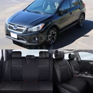 For Subaru XV Crosstrek 2013-2015 PU Leather Seat Covers Full Set 5-Sits Black - Picture 1 of 11