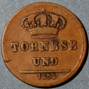 1858 Tornese Italian States Nápoles Ferdinando II KM# 358 - Imagen 1 de 2