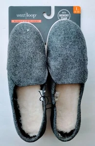 West Loop Gray & White Canvas Stripe Sz 9/10 Women's Slip On Shoes Memory Foam - Picture 1 of 5