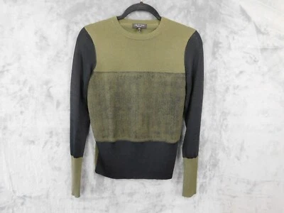 Rag & Bone Sweater Womens Small Green Black Merino Wool Marissa Colorblock - Image 1 of 4