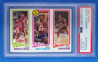 1980 Topps Basketball Boone Cheeks Magic Johnson Lakers Auto - Image 1 of 2