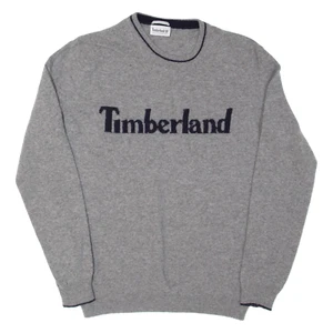 TIMBERLAND Mens Jumper Grey Tight Knit Wool L - Picture 1 of 6