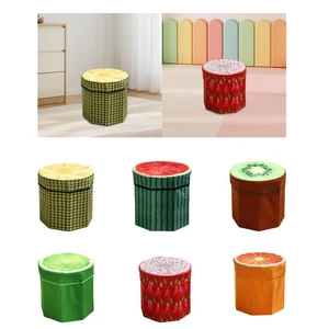 Folding Storage Ottoman Fruit Pattern Funny Footstool Organizer Toy Storage Box - Picture 1 of 43