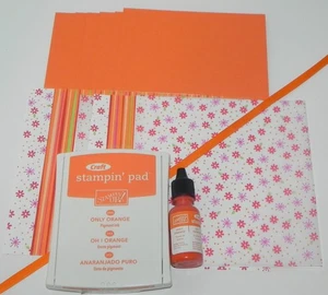 ONLY ORANGE CRAFT INK PAD REFILL 6X6 DESIGNER PAPER A2 CARDSTOCK STAMPIN UP - Picture 1 of 1