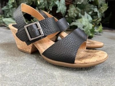 Sandalias de tacón grueso Korks by Kork Ease Laurelina cuero negro para mujer talla 7M Foto 1 de 4