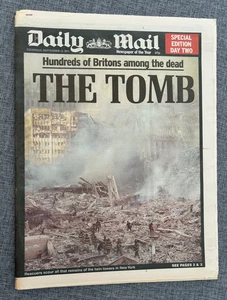 DAILY MAIL THE TOMB TWIN TOWERS NEW YORK 9 11 NEWSPAPER 13th SEPTEMBER - Picture 1 of 5