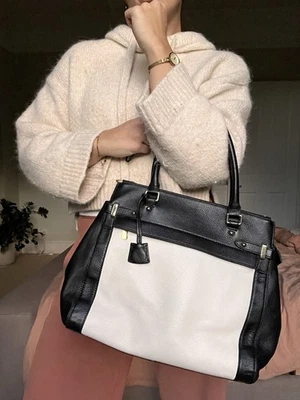 Banana Republic Real Leather Black And White Handbag - Image 1 of 4