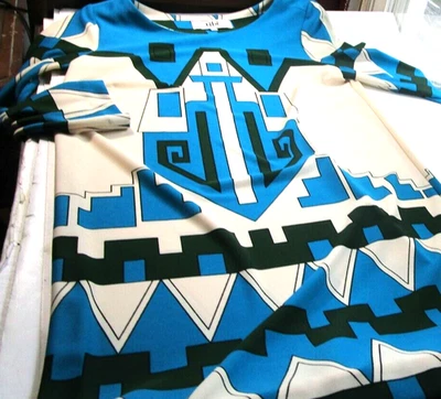 Women's Tibi Blue & White Long Sleeve Geometric Dress XS - Image 1 of 4