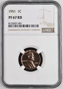 1951 Lincoln Cent NGC PF67 RED Spotless PR67 RD - Picture 1 of 2