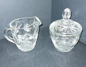 Anchor Hocking STAR OF DAVID Sugar Bowl and Creamer Set - Picture 1 of 4