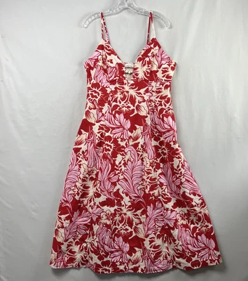 Abercrombie Fitch Midi Dress Womens Lp Petite Linen Blend Beach Coastal Beaded - Image 1 of 4