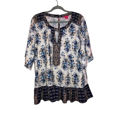 Sunny Leigh floral boho blouse ruffle size XL - Image 1 of 4