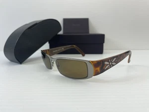 Prada Sunglasses Brown Silver Rectangle SPR 55G 5AV-2Z1 125 - Picture 1 of 18