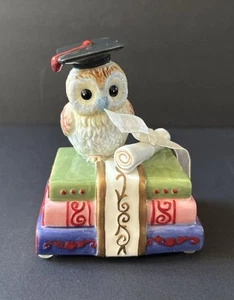 Eule Absolvent Grad der Weisheit Porzellan Eule spielt über dem Regenbogen Spieluhr - Bild 1 von 15