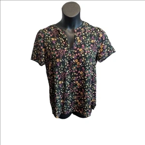 Pleione Black and Purple floral blouse size medium - Picture 1 of 10