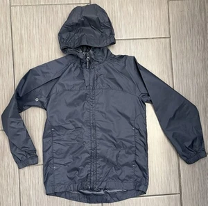 Lands End Boys Navy Blue Windbreaker Rain Jacket Packable Hooded Size L (7) - Picture 1 of 7
