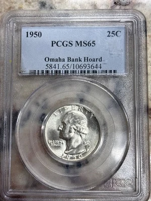 1950 P Quarter Dollars Silver Coinage PCGS MS-65 - Image 1 of 2