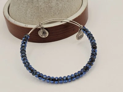 Alex & Ani " Brillance  " Electric Blue Silver Acrylic Beaded Bangle Bracelet ✨️ - Image 1 of 4