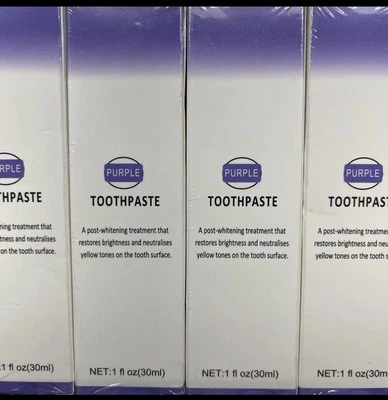 Pasta de dentes roxa 30 ml clareador dental anti-amarela 1 fl oz selada  - Imagem 1 de 4