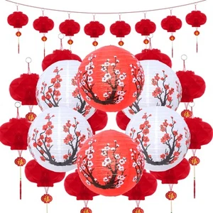 20 Pcs 12 Inch Chinese Japanese Paper Lanterns 8 Inch Chinese Red Paper Lante... - Picture 1 of 7
