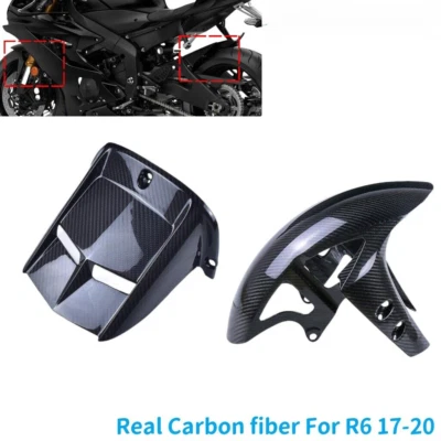 Guardabarros delantero + guardabarros trasero fibra de carbono real para Yamaha R6 2017-2020 Foto 1 de 4