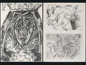 Pablo Picasso "La Dolorosa" Toros y Toreros 2 Sided Lithograph, Original, 1961 - Picture 1 of 3
