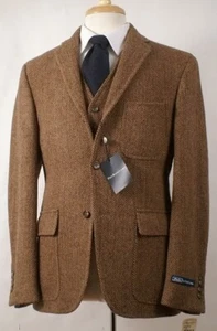 Traje de hombre de lana espiga tweed a cuadros muesca solapa graduación novio esmoquin traje invierno - Imagen 1 de 8