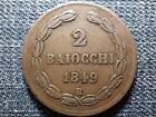 Papal States Pius IX 2 Baiocchi Coin 1849 R