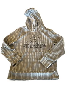 Adidas Hoodie Poly Tech Fleece Beige/Gray & White Size Medium Youth 10-12 - Picture 1 of 3