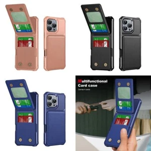 Protective Vertical Cards Solt Wallet Fold Cover for iPhone 16 Pro Max Plus - Picture 1 of 15