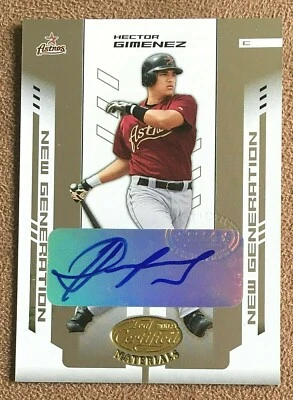 Autógrafo de materiales certificados Leaf 2004/500 Héctor Giménez #241 novato de los Astros Foto 1 de 2