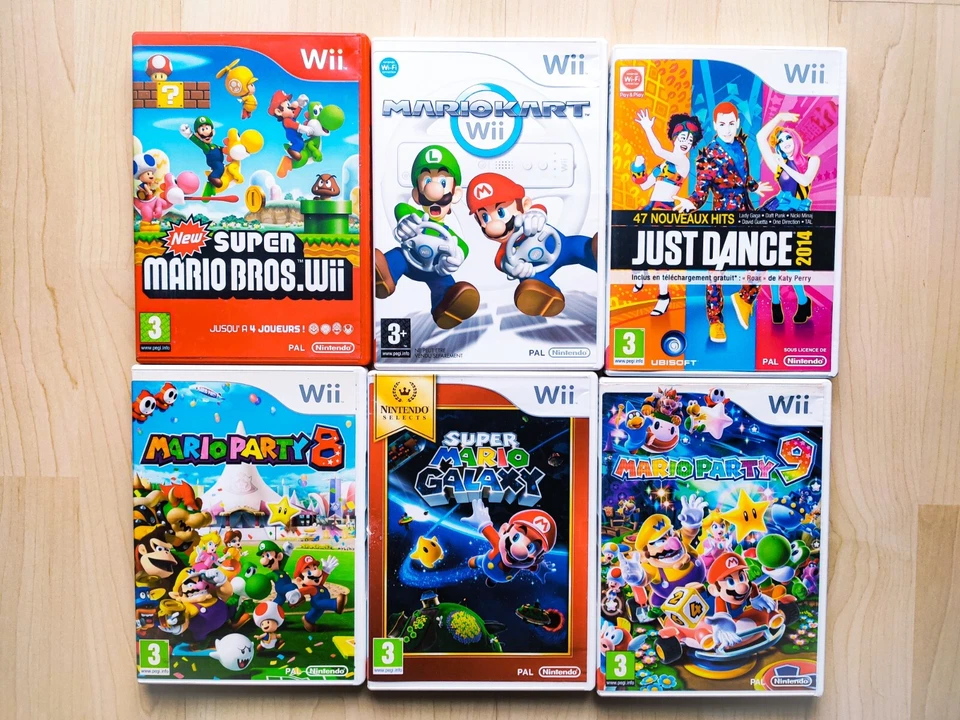 Nintendo Wii Spiele Auswahl Mario Kart  Mario Party 8 & 9 Mario Bros Just Dance - Bild 1 von 1