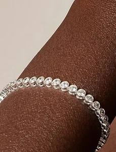 J Crew Conjunto de Bisel de Circonita Cúbica Redondo Tenis Tono Plata Nuevo Con Etiqueta Nuevo Con Etiquetas - Imagen 1 de 4