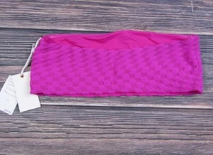 Neu Good American Größe 3 Jacquard Better Bandeau Bikini Schwimmen Oberteil Pink Large - Bild 1 von 5