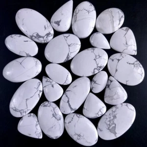 22Pcs 946Cts Natural White Howlite Cabochon Gemstone Lot 38x22 20x10mm#R-9587 - Picture 1 of 6