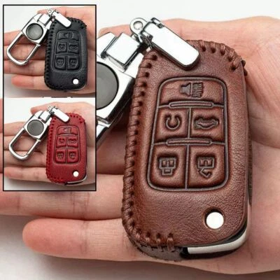Funda protectora de cuero genuino para llavero de auto para Chevrolet Cruze Camaro Equinox Foto 1 de 4