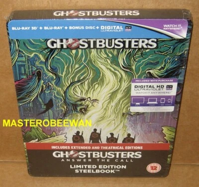 Ghostbusters Limited Edition Steelbook 3D +Blu-Ray New Sealed Zavvi Exclusive RF - Image 1 of 2