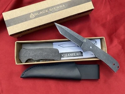 Black Sierra Stonewashed Finish Tanto Knife Kit, Handcrafted, Build Your Own ... - Image 1 of 3