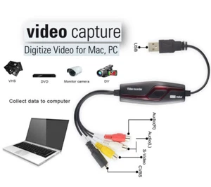 USB Video Grabber Capture Card,Hi8 VCR VHS To Digital DVD Converter Mac Windows - Picture 1 of 9
