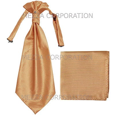 Nuevo 100% Poliéster Hombre Rayas Horizontales Ascot Corbata Pañuelo Fiesta Beige Foto 1 de 4
