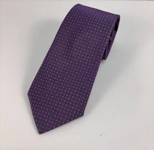 Cravatta uomo Turnbull & Asser fatta a mano in Inghilterra VIOLA ROSSO VERDE PUNTI seta - Foto 1 di 18