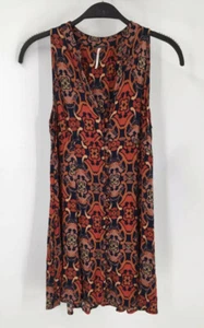 Free People Multi Abstract 100% Rayon Women's Sleeveless Midi Halter Dress 2 - Picture 1 of 6